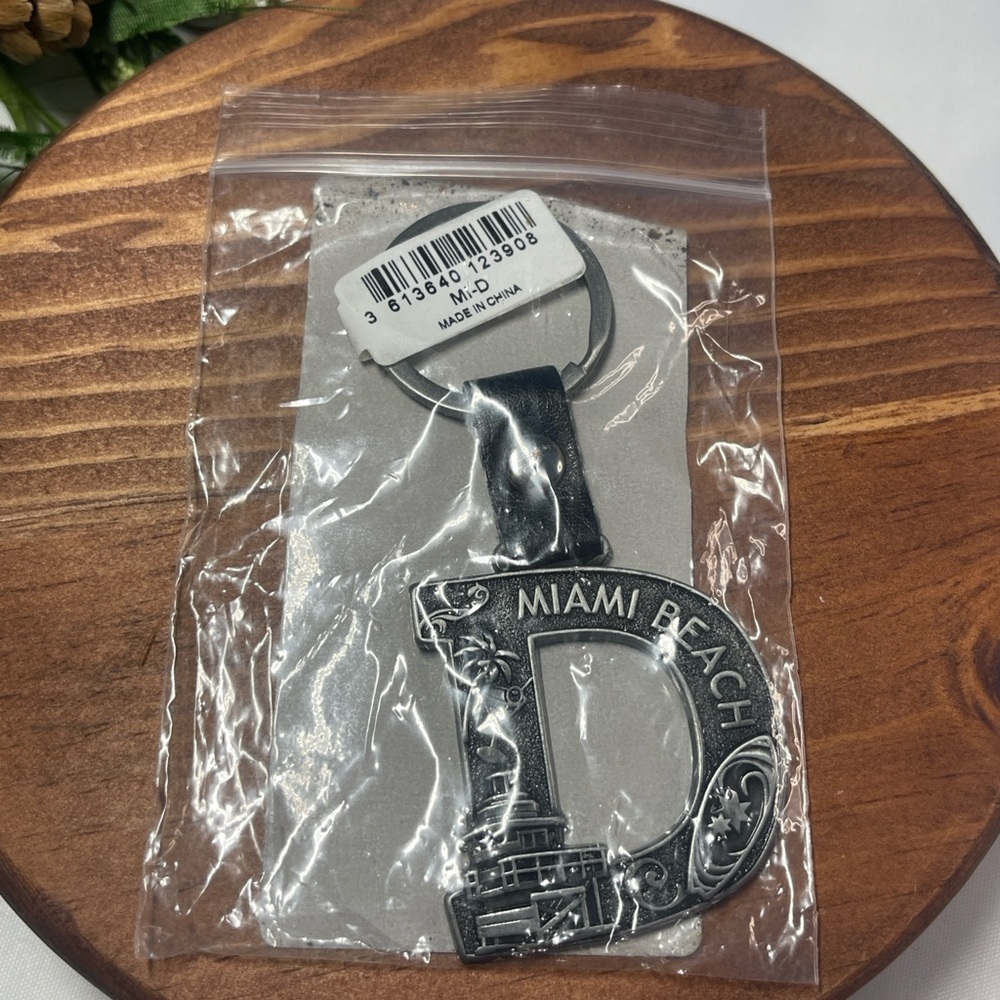 Miami Beach Silver Keychain